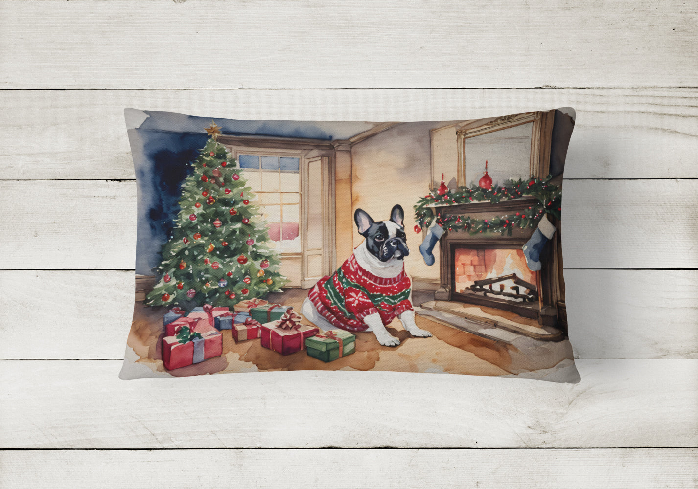 French Bulldog Christmas Throw Pillow