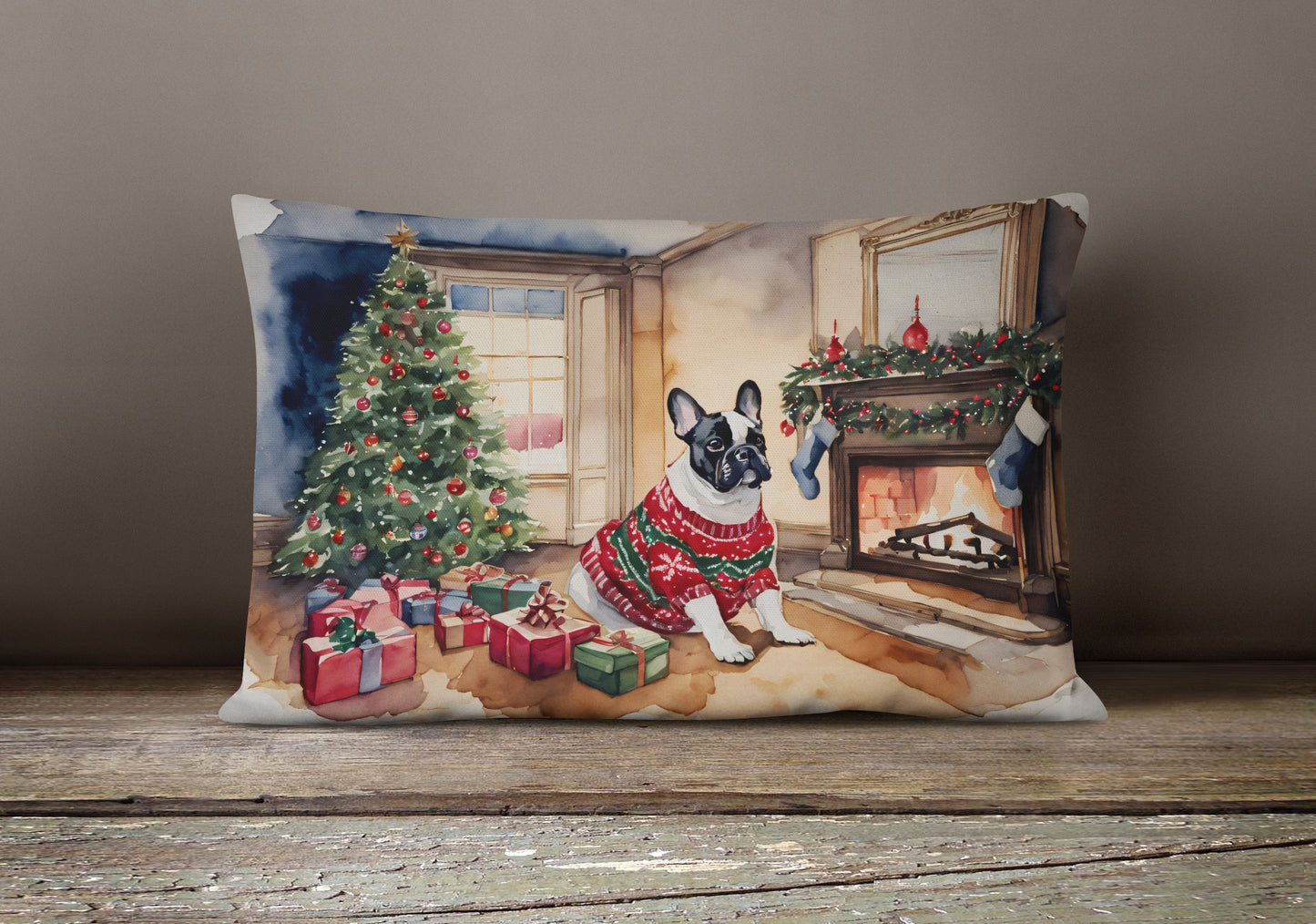 French Bulldog Christmas Throw Pillow