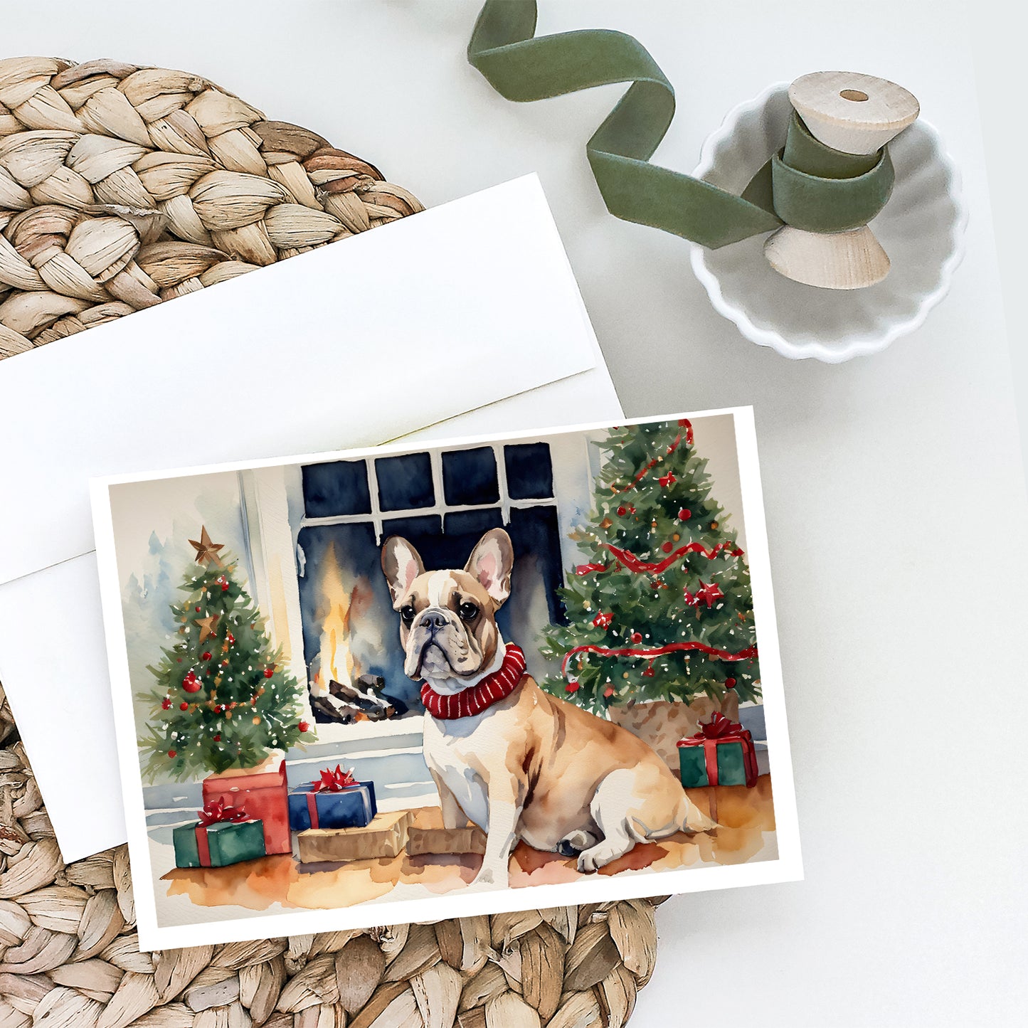 French Bulldog Christmas Greeting Cards Pack of 8