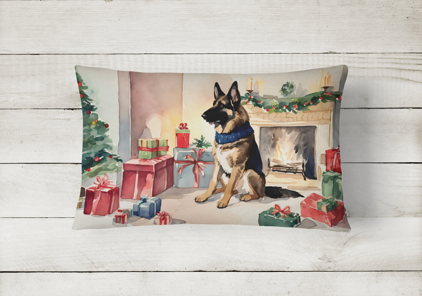 German Shepherd Christmas Throw Pillow