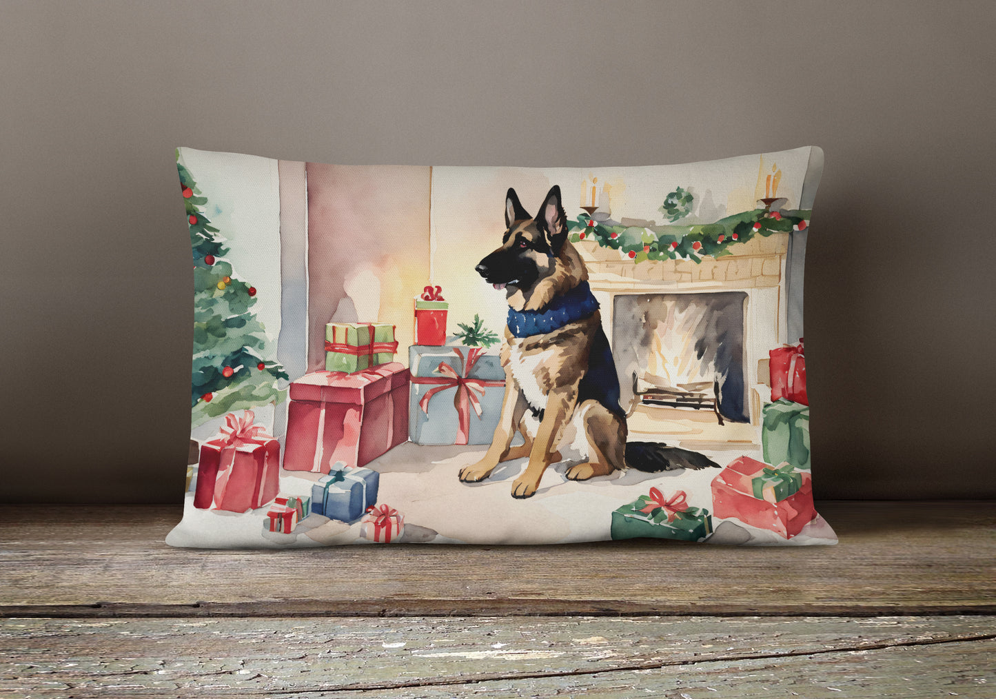 German Shepherd Christmas Throw Pillow