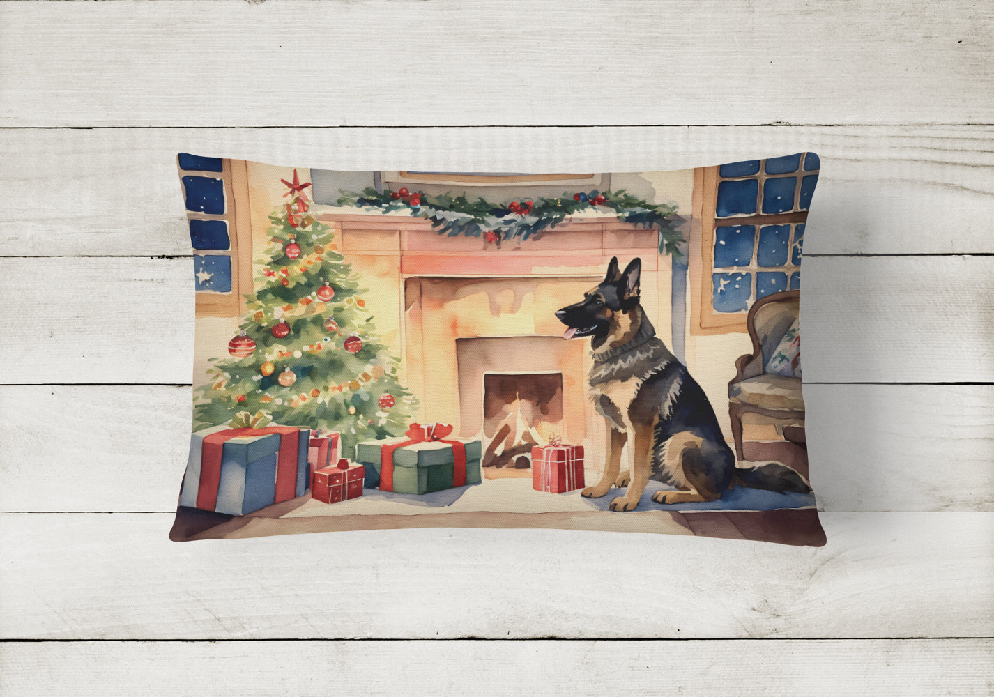 German Shepherd Christmas Throw Pillow