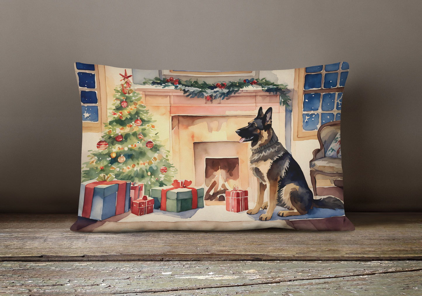 German Shepherd Christmas Throw Pillow