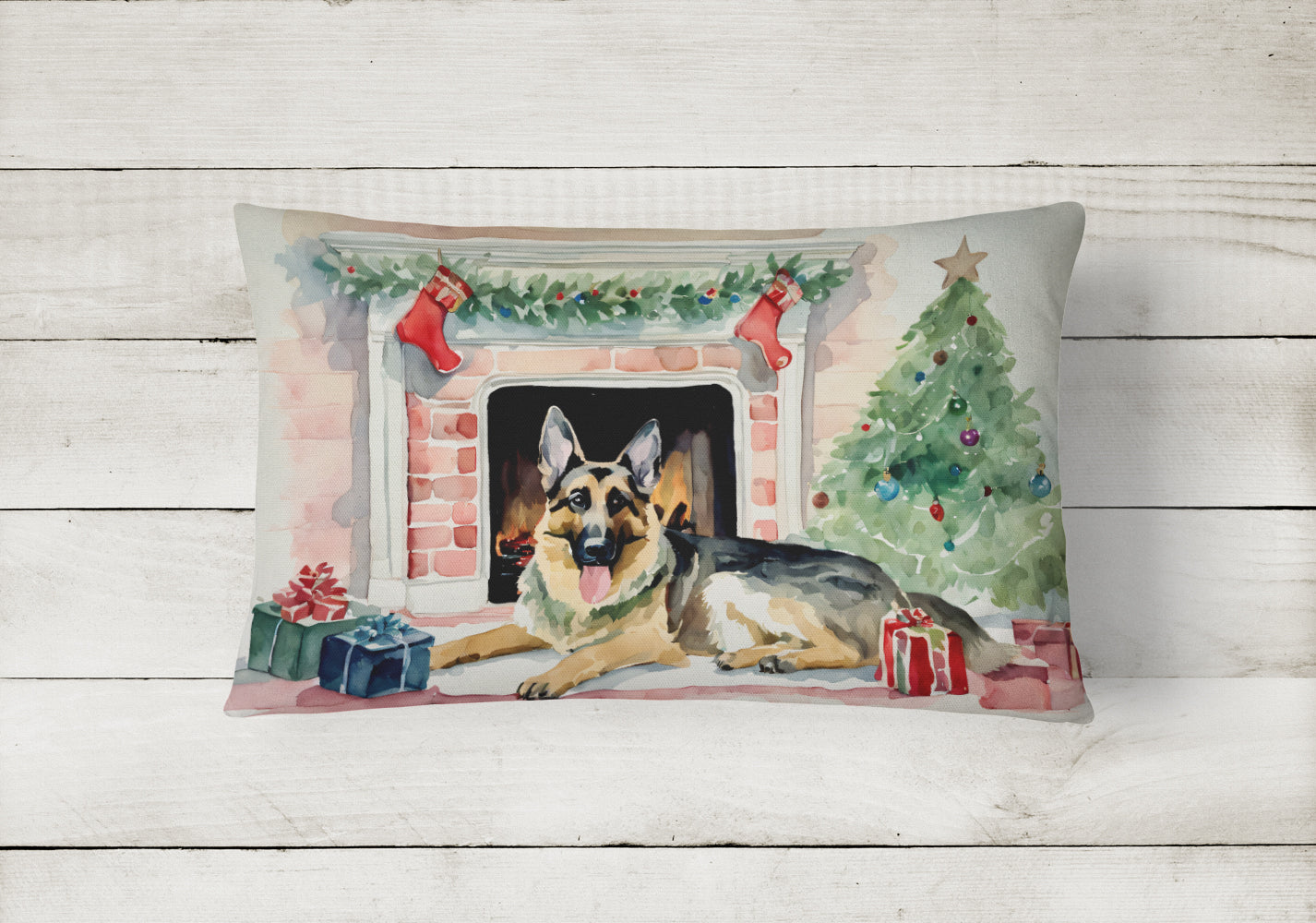 German Shepherd Christmas Throw Pillow