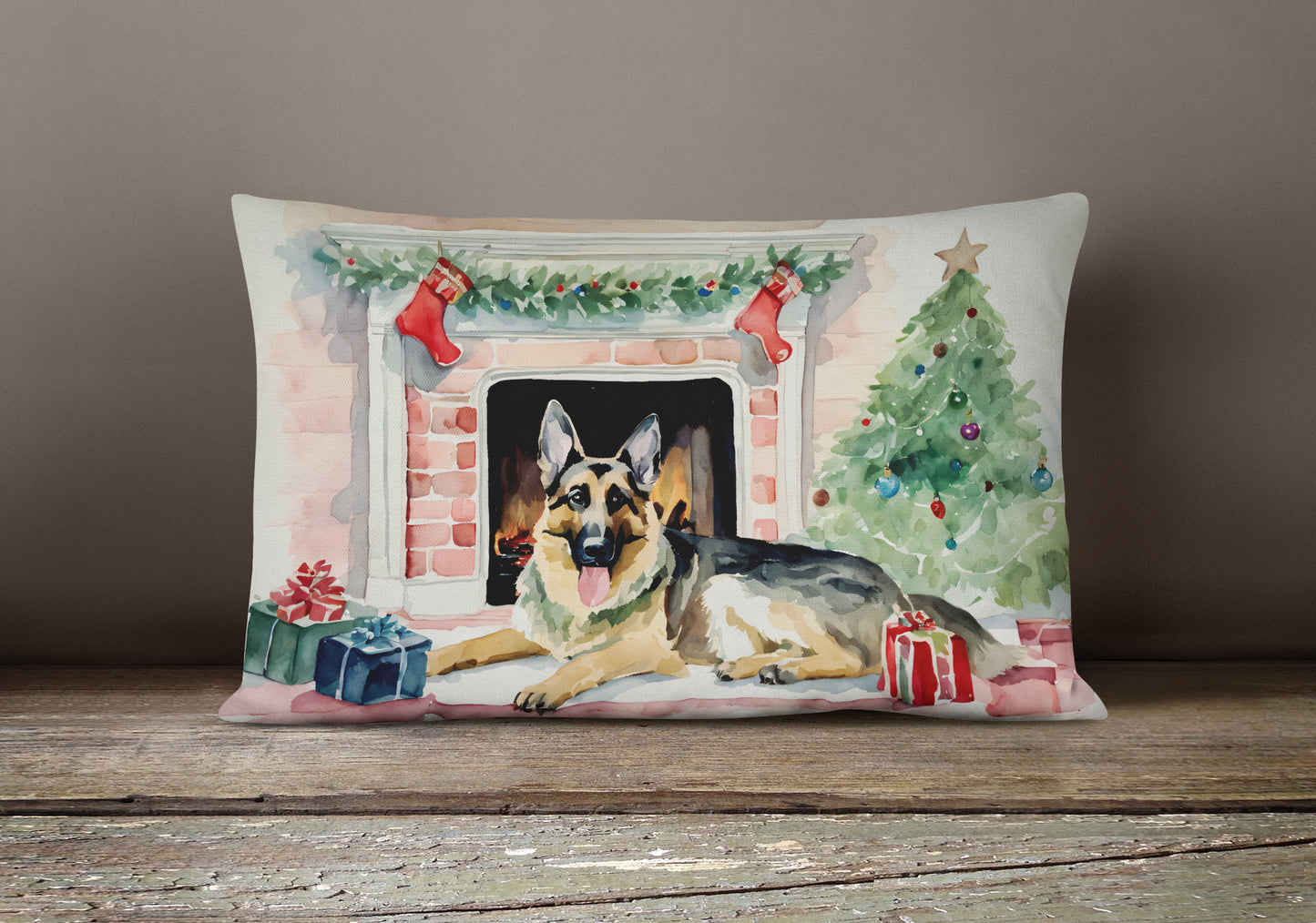 German Shepherd Christmas Throw Pillow