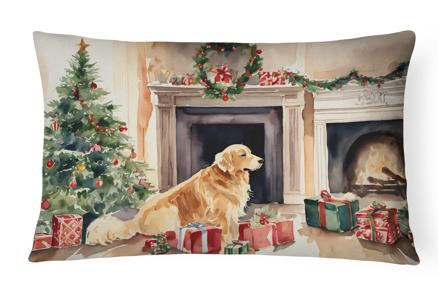 Buy this Golden Retriever Christmas Throw Pillow