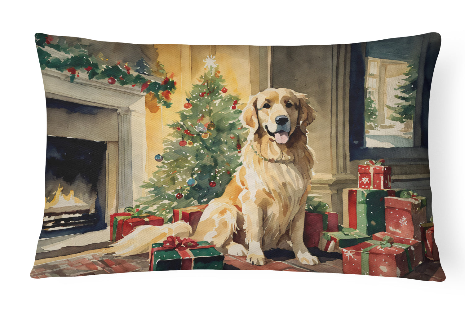 Buy this Golden Retriever Christmas Throw Pillow