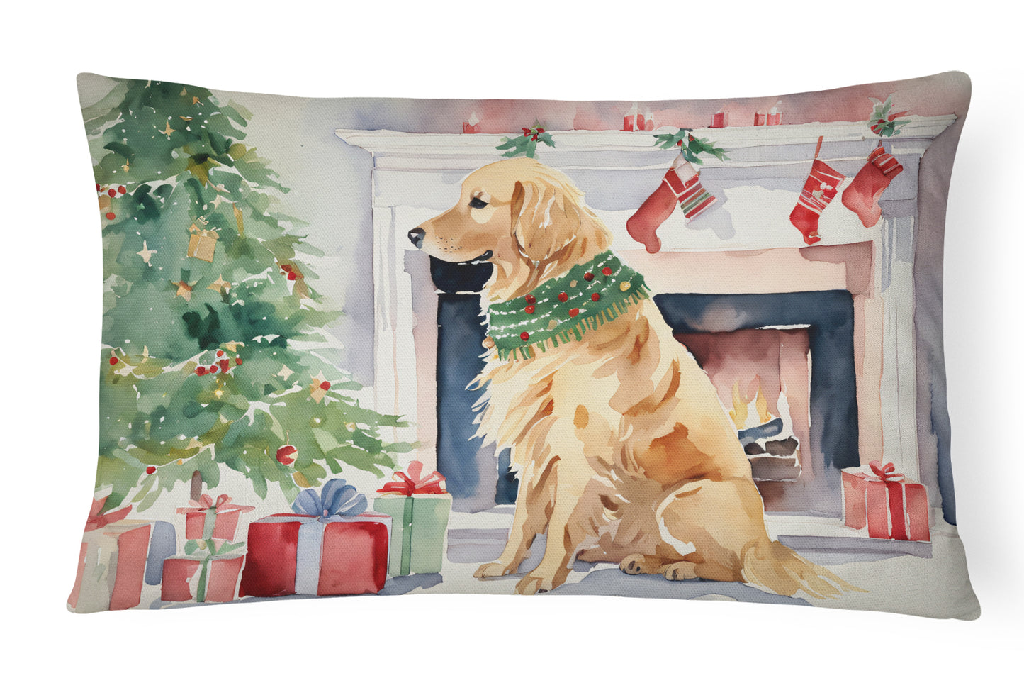 Buy this Golden Retriever Christmas Throw Pillow