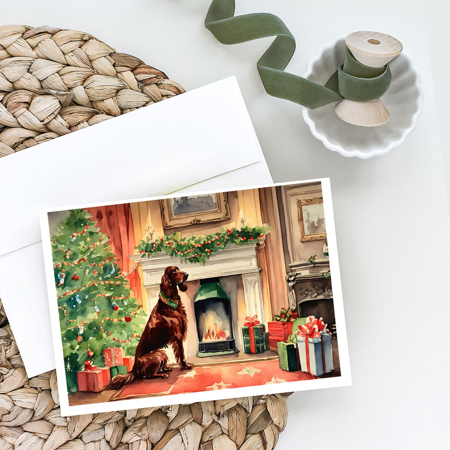 Irish Setter Christmas Greeting Cards Pack of 8