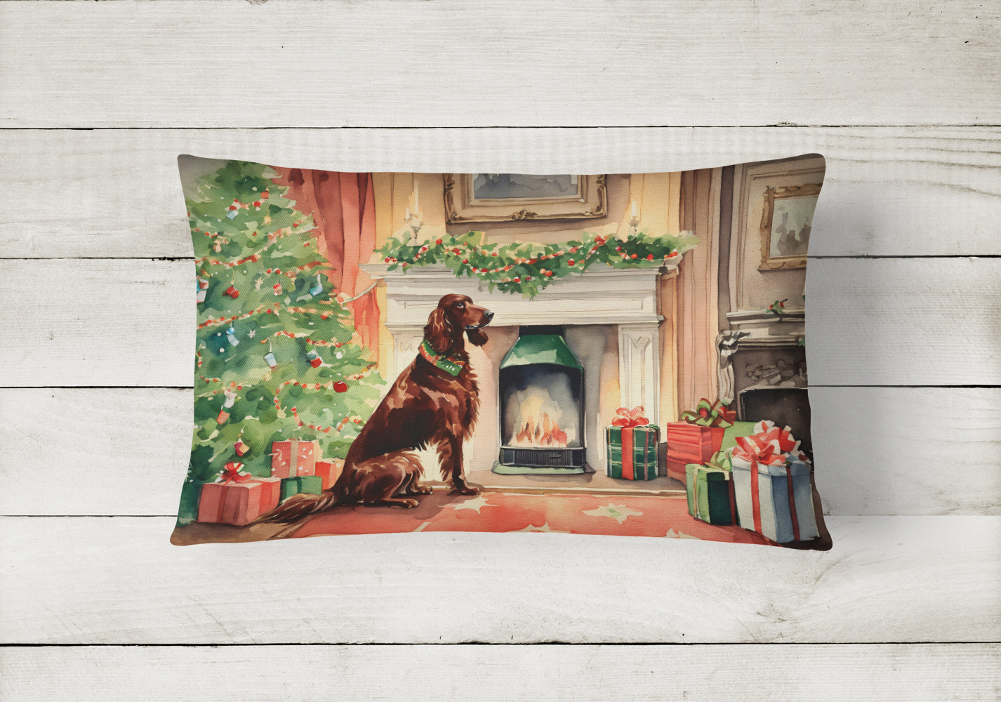 Irish Setter Christmas Throw Pillow