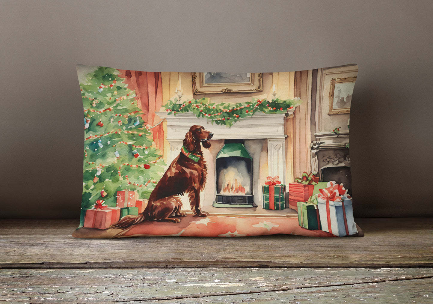 Irish Setter Christmas Throw Pillow