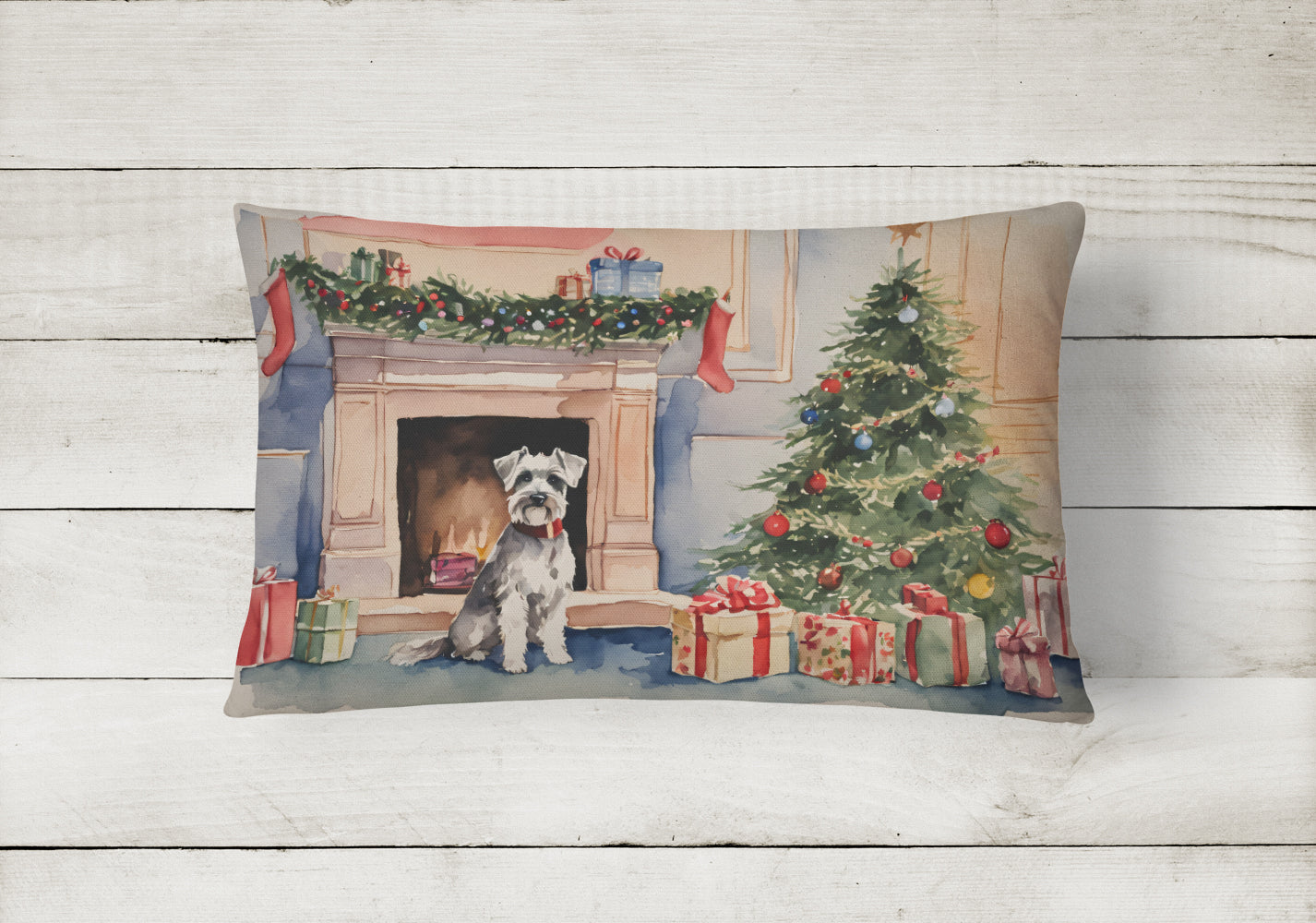 Schnauzer Christmas Throw Pillow