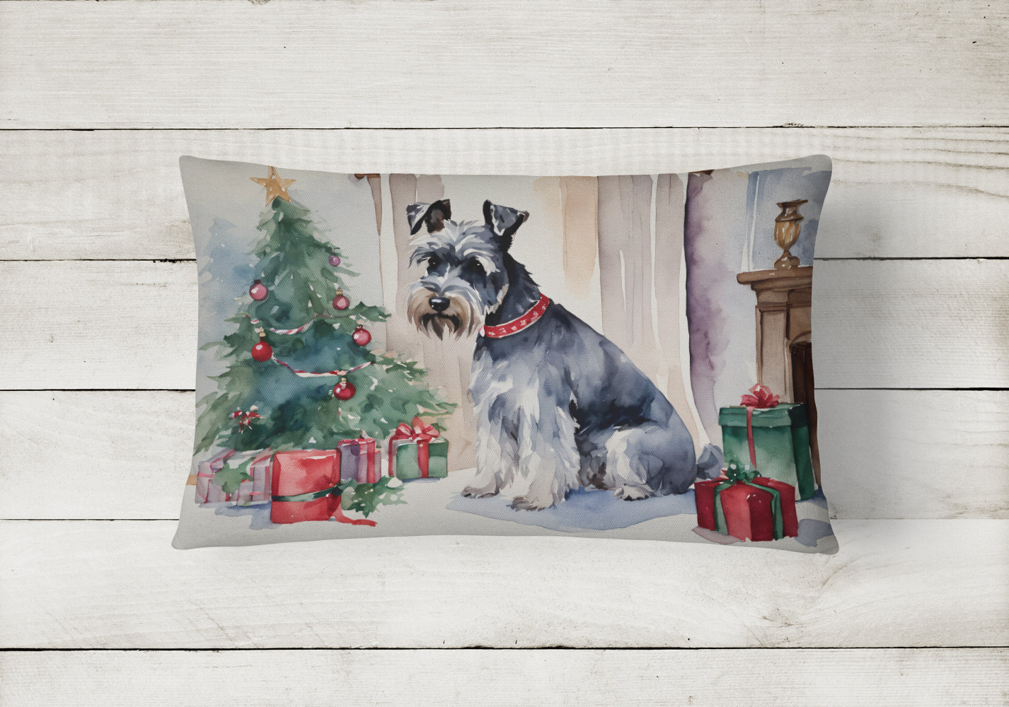 Schnauzer Christmas Throw Pillow