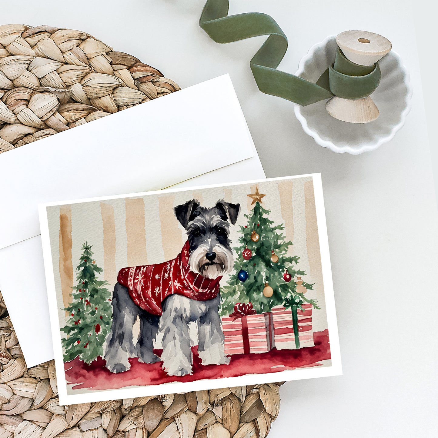 Schnauzer Christmas Greeting Cards Pack of 8