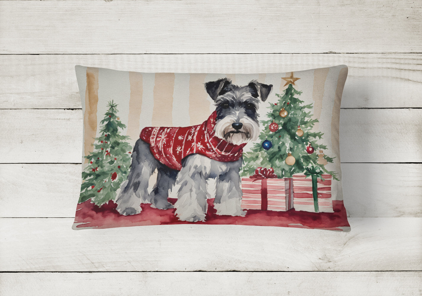 Schnauzer Christmas Throw Pillow