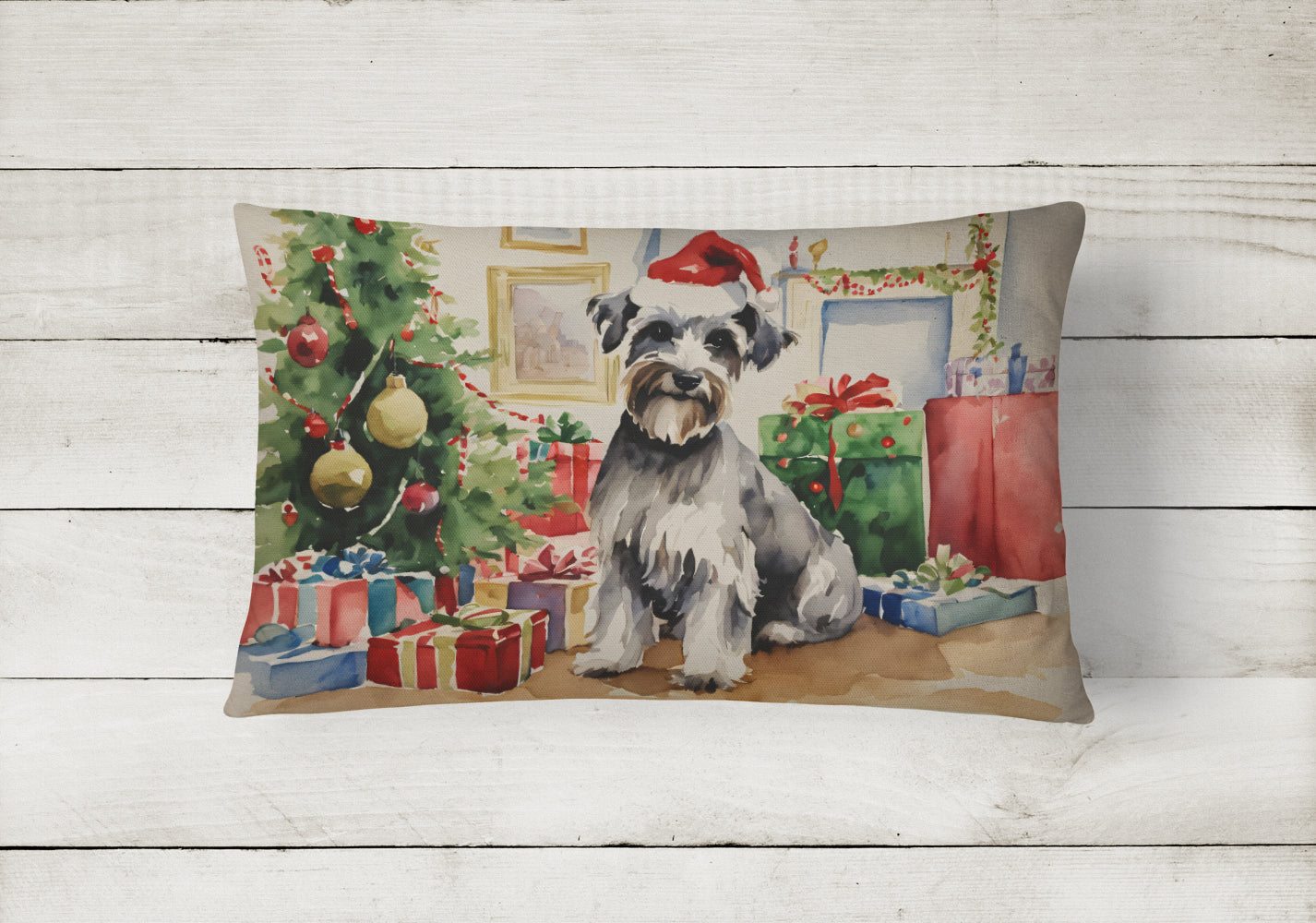 Schnauzer Christmas Throw Pillow