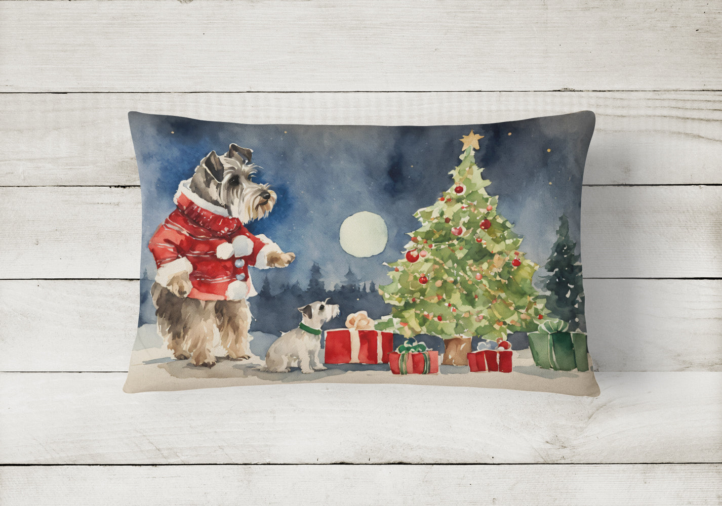 Schnauzer Christmas Throw Pillow