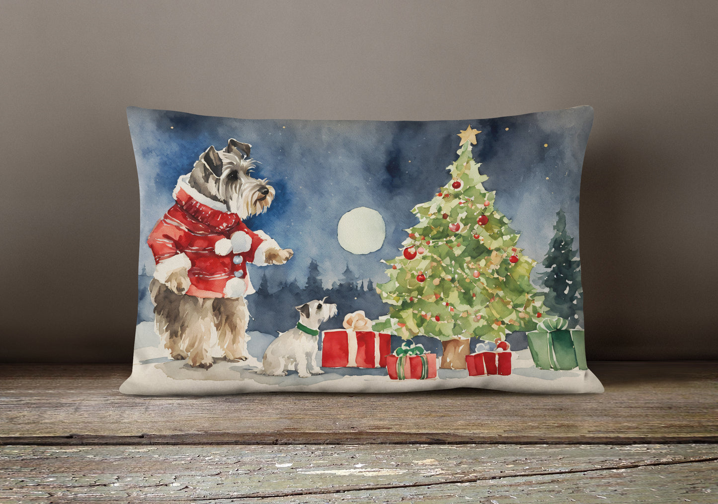 Schnauzer Christmas Throw Pillow