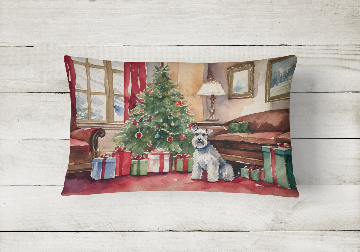 Schnauzer Christmas Throw Pillow