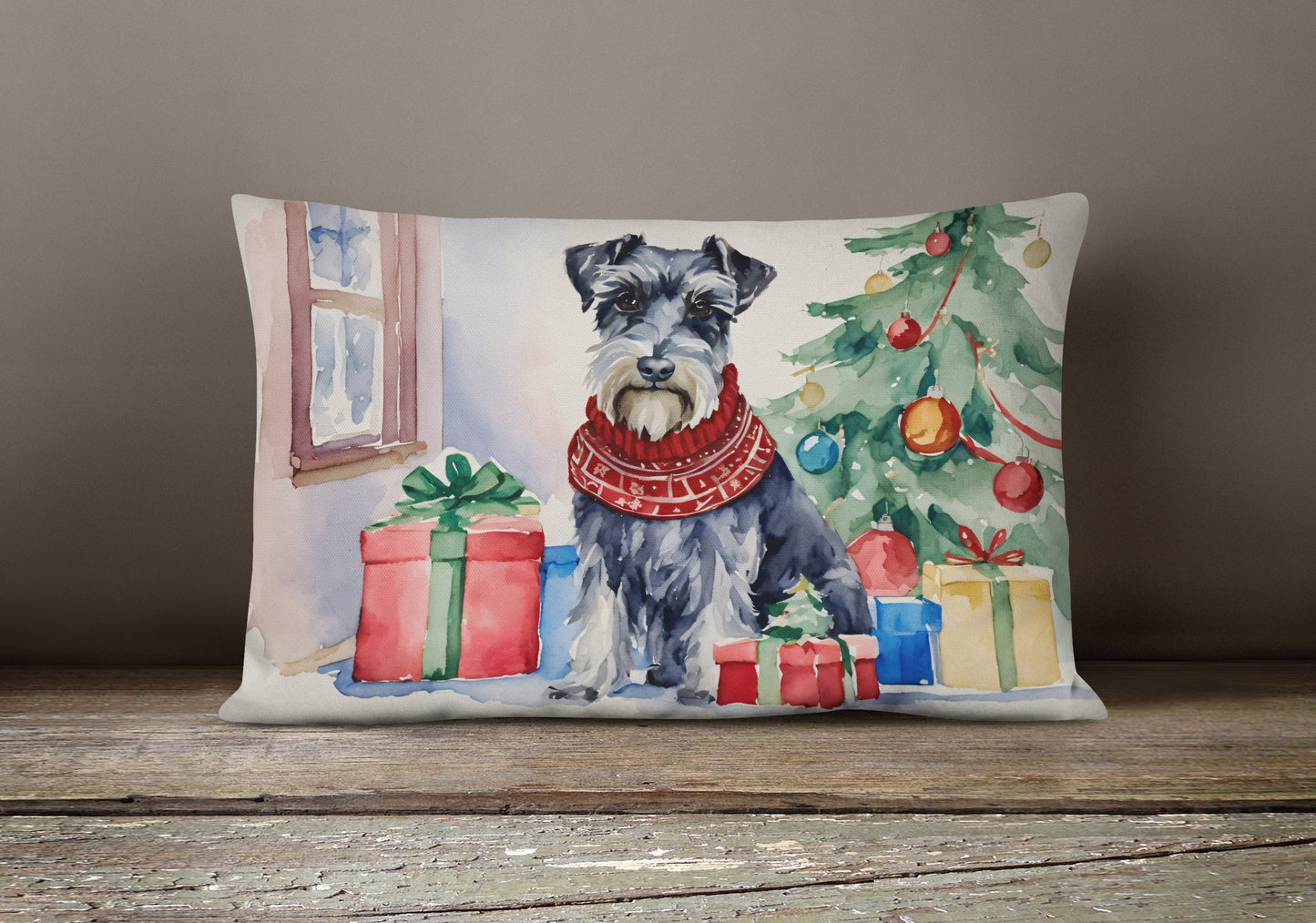 Schnauzer Christmas Throw Pillow