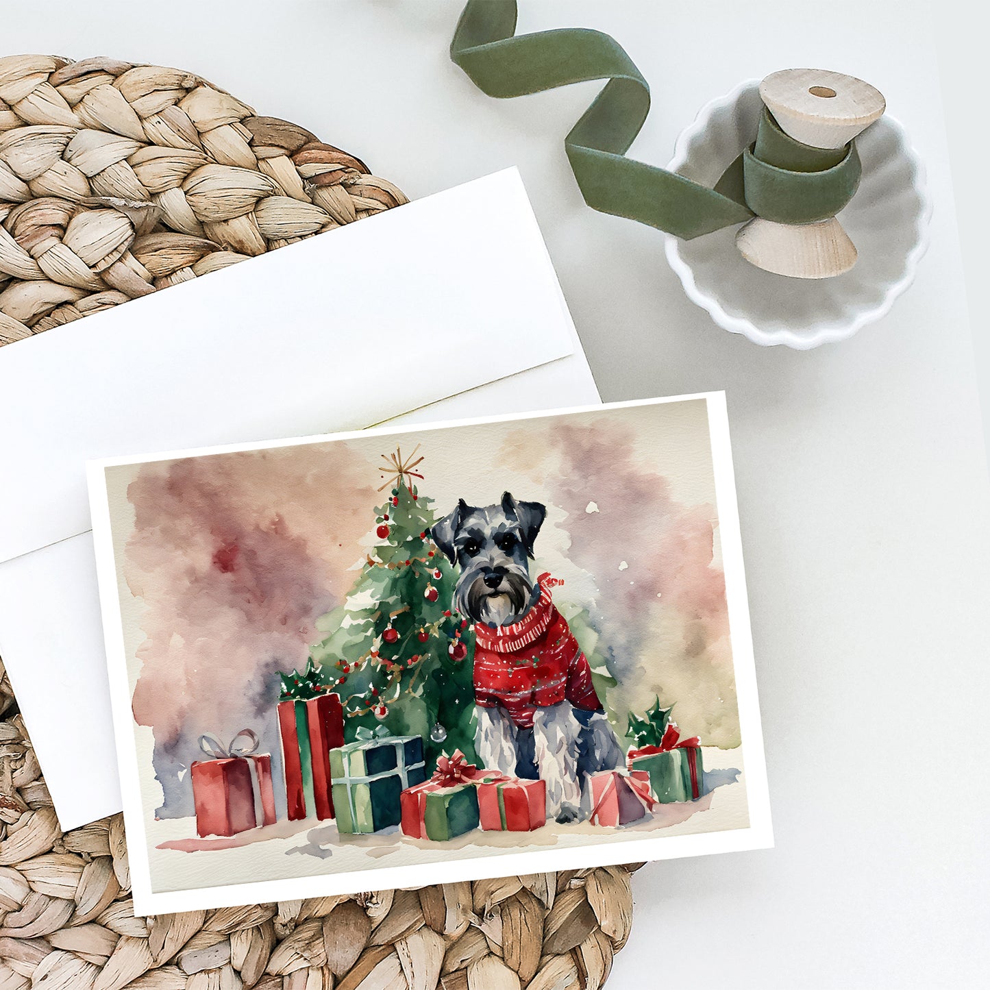 Schnauzer Christmas Greeting Cards Pack of 8