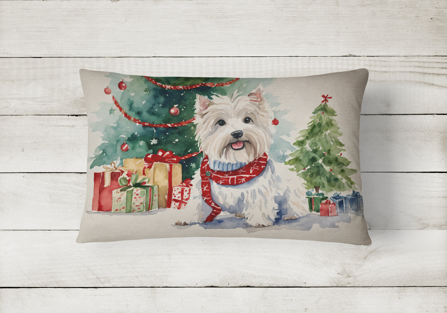 Westie Christmas Throw Pillow