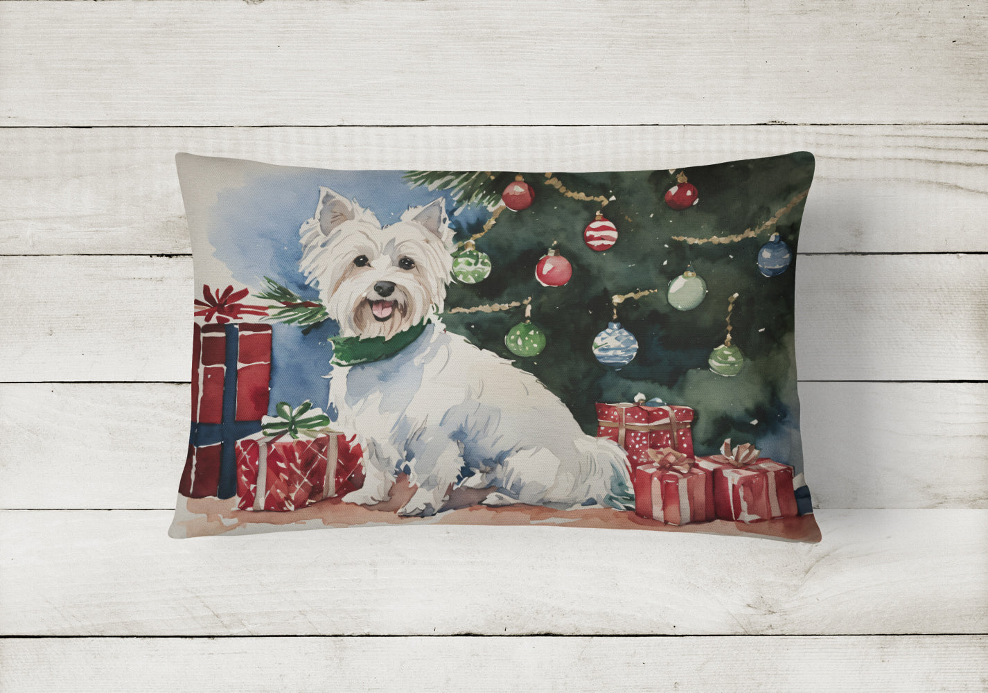 Westie Christmas Throw Pillow