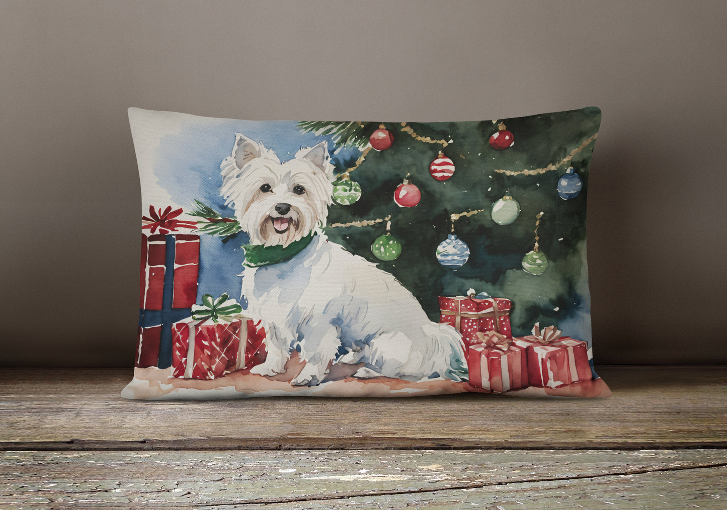 Westie Christmas Throw Pillow