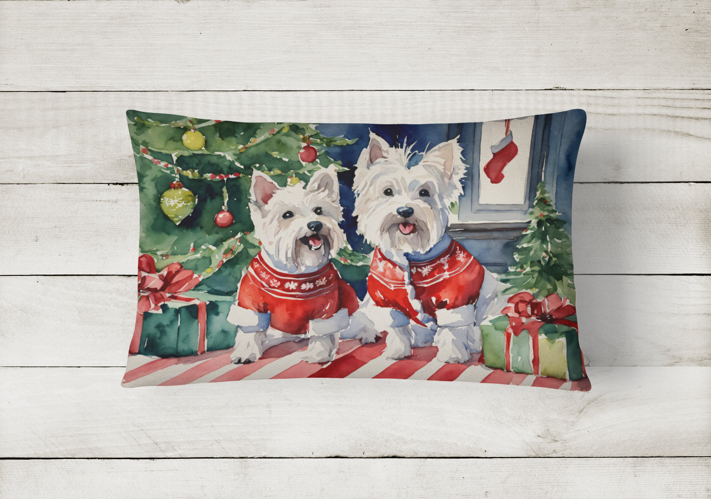 Westie Christmas Throw Pillow