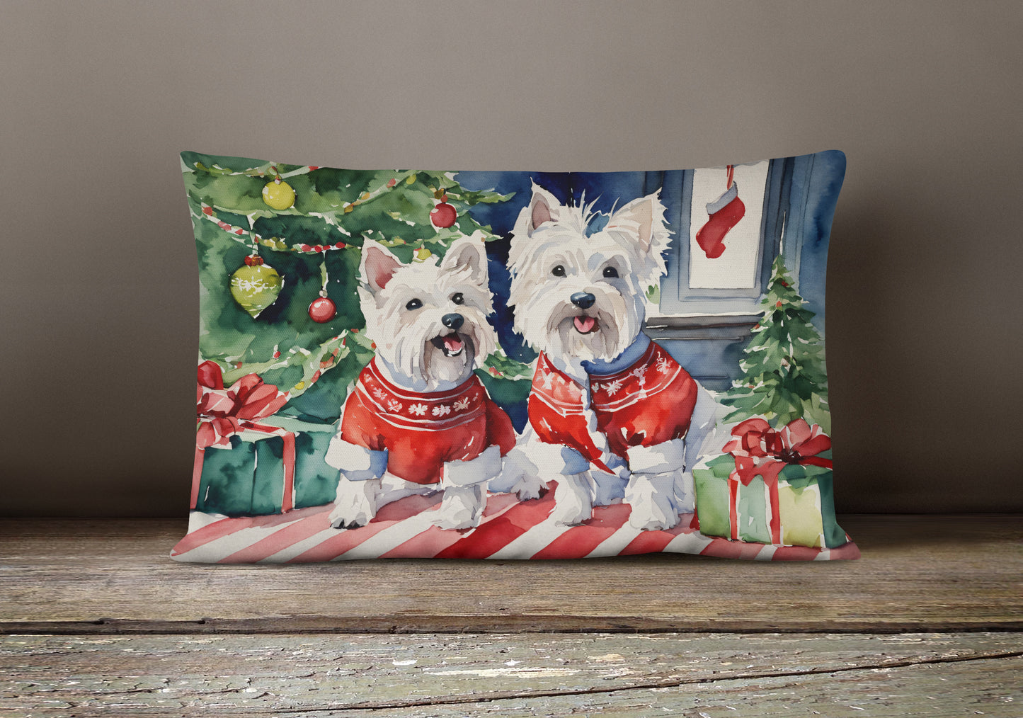 Westie Christmas Throw Pillow