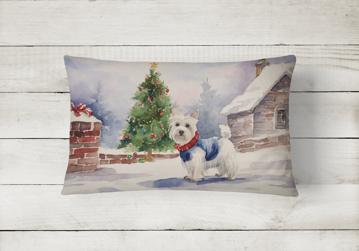 Westie Christmas Throw Pillow