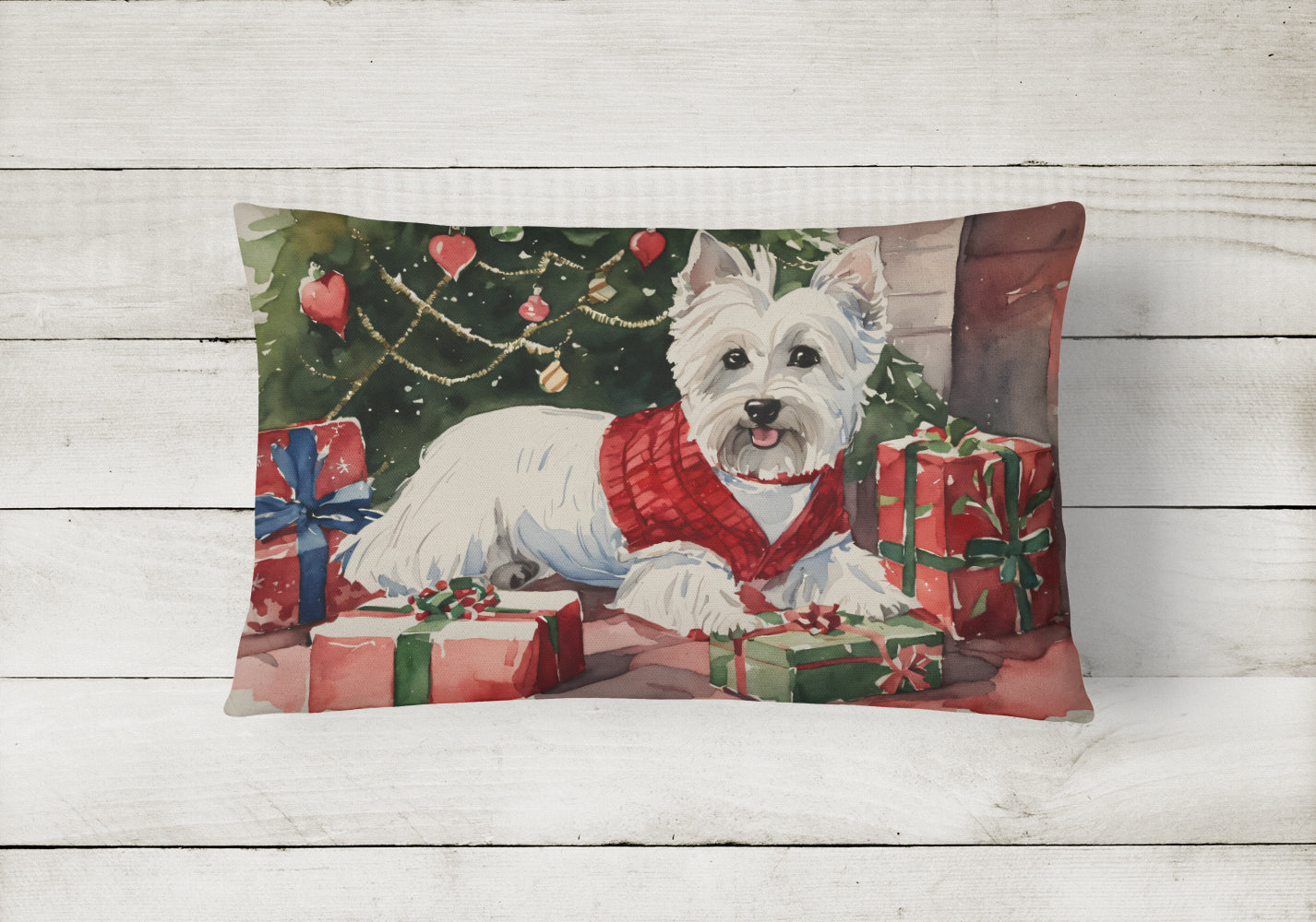 Westie Christmas Throw Pillow