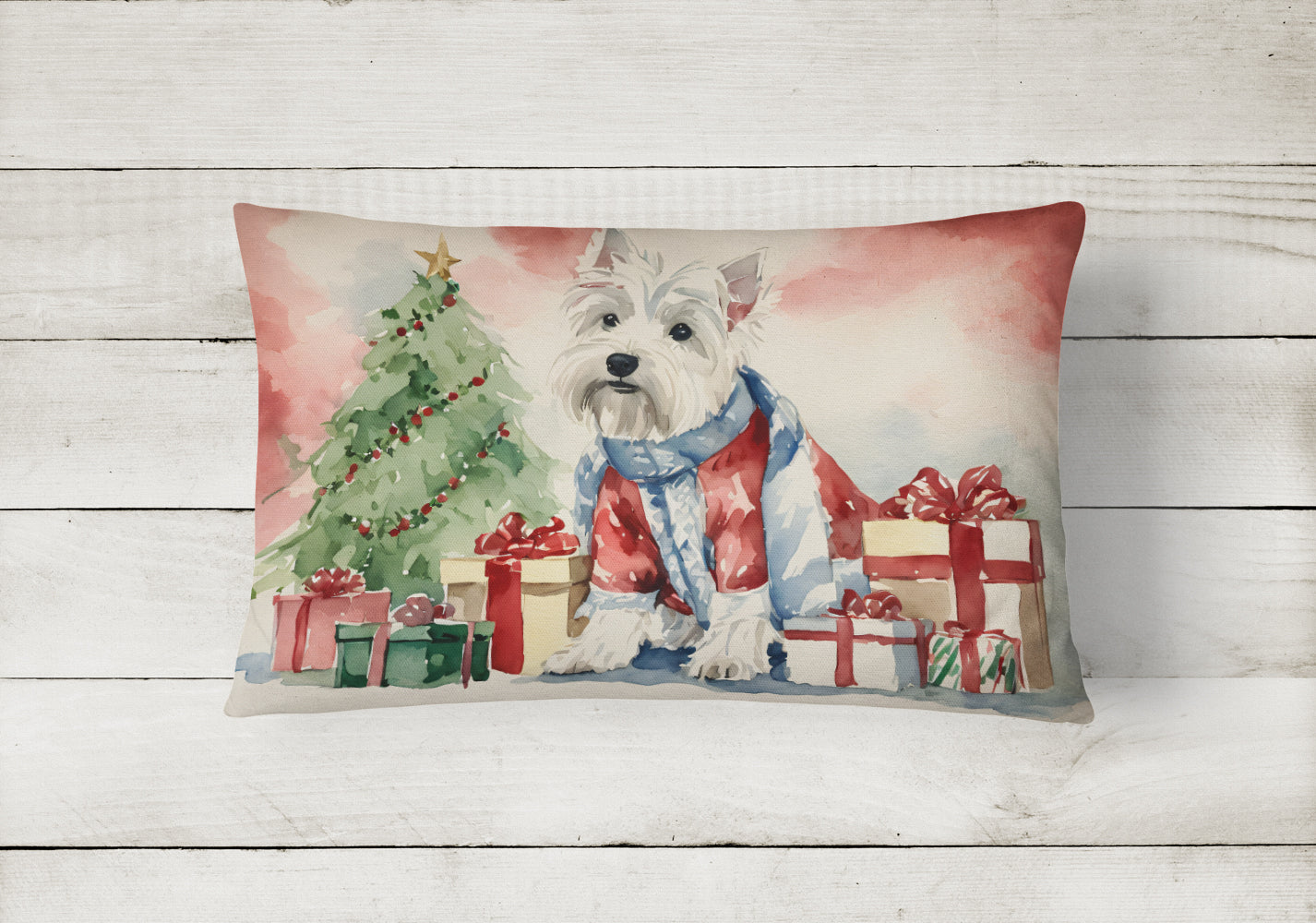 Westie Christmas Throw Pillow