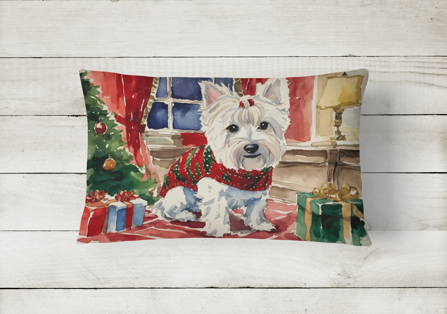 Westie Christmas Throw Pillow