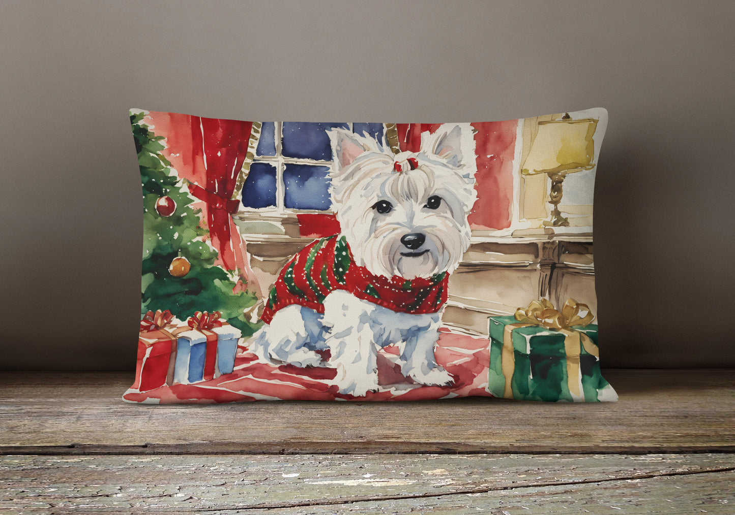 Westie Christmas Throw Pillow