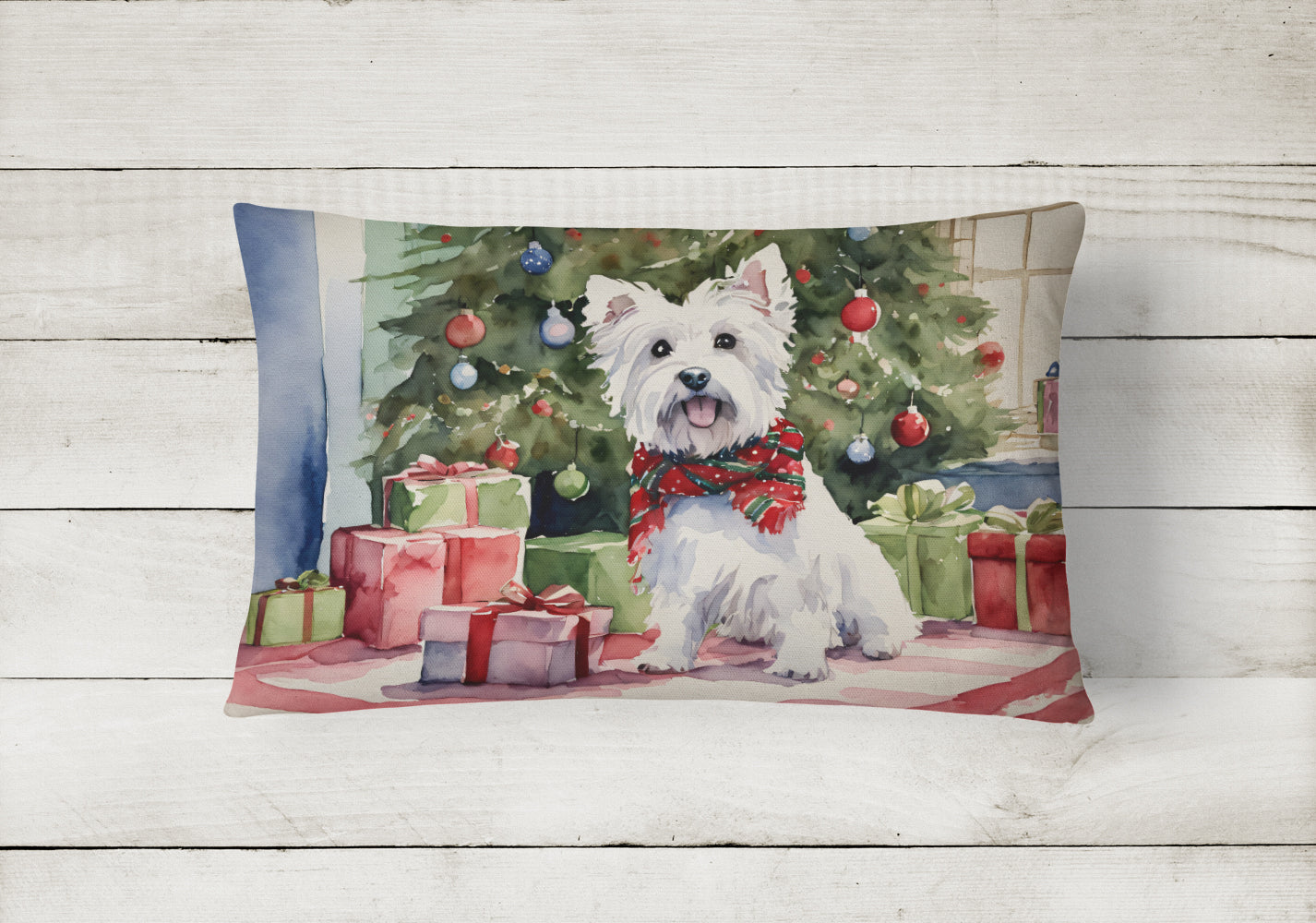 Westie Christmas Throw Pillow