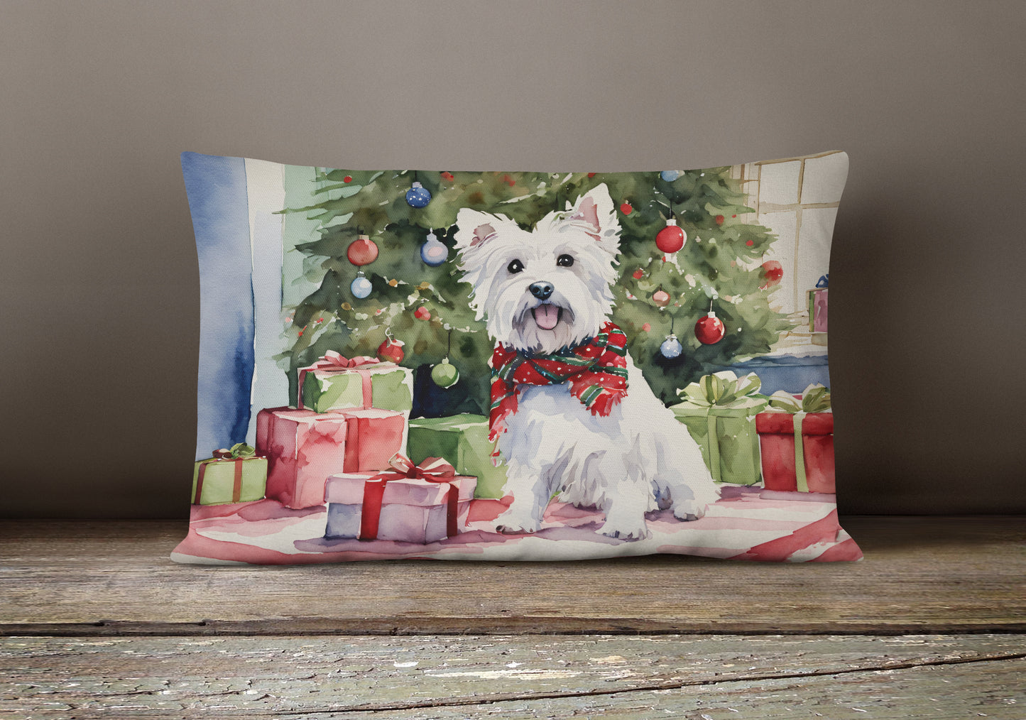 Westie Christmas Throw Pillow