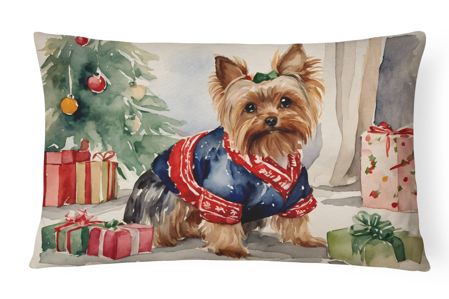 Buy this Yorkie Christmas Throw Pillow