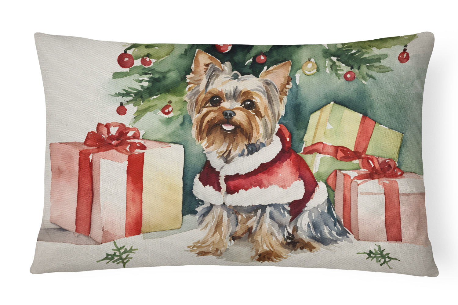 Buy this Yorkie Christmas Throw Pillow