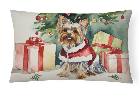 Buy this Yorkie Christmas Throw Pillow