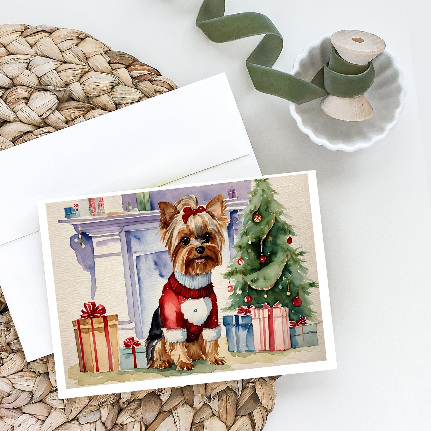 Yorkie Christmas Greeting Cards Pack of 8