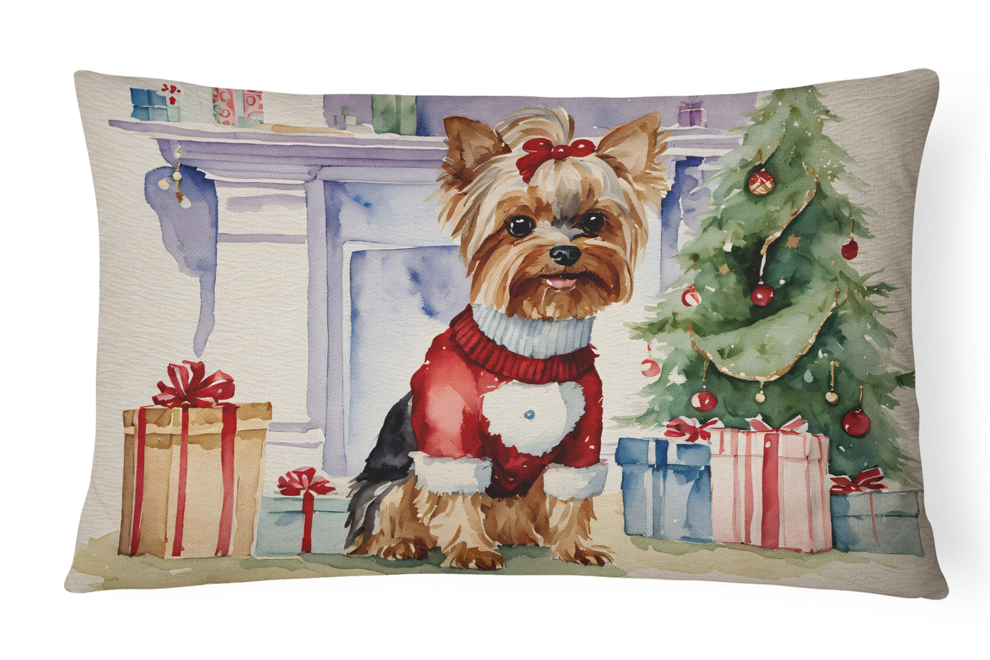 Buy this Yorkie Christmas Throw Pillow