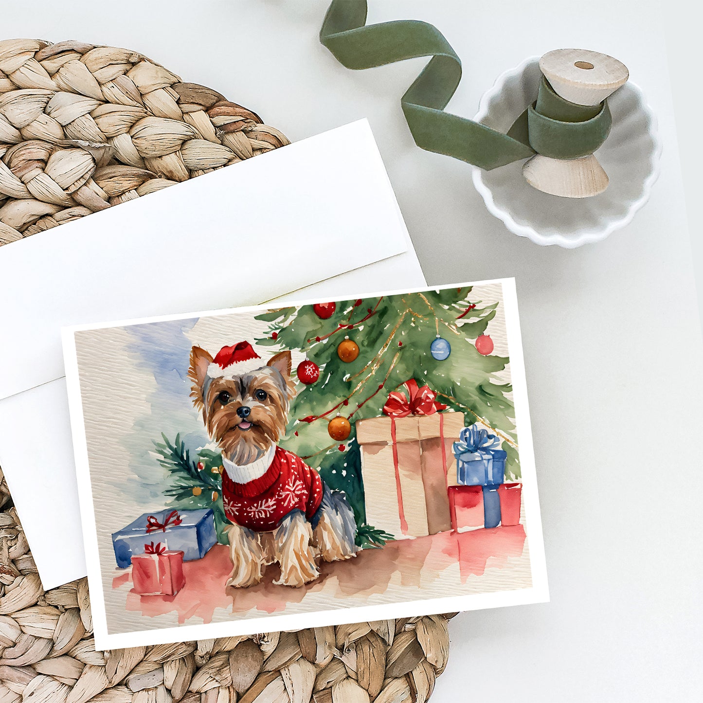 Yorkie Christmas Greeting Cards Pack of 8