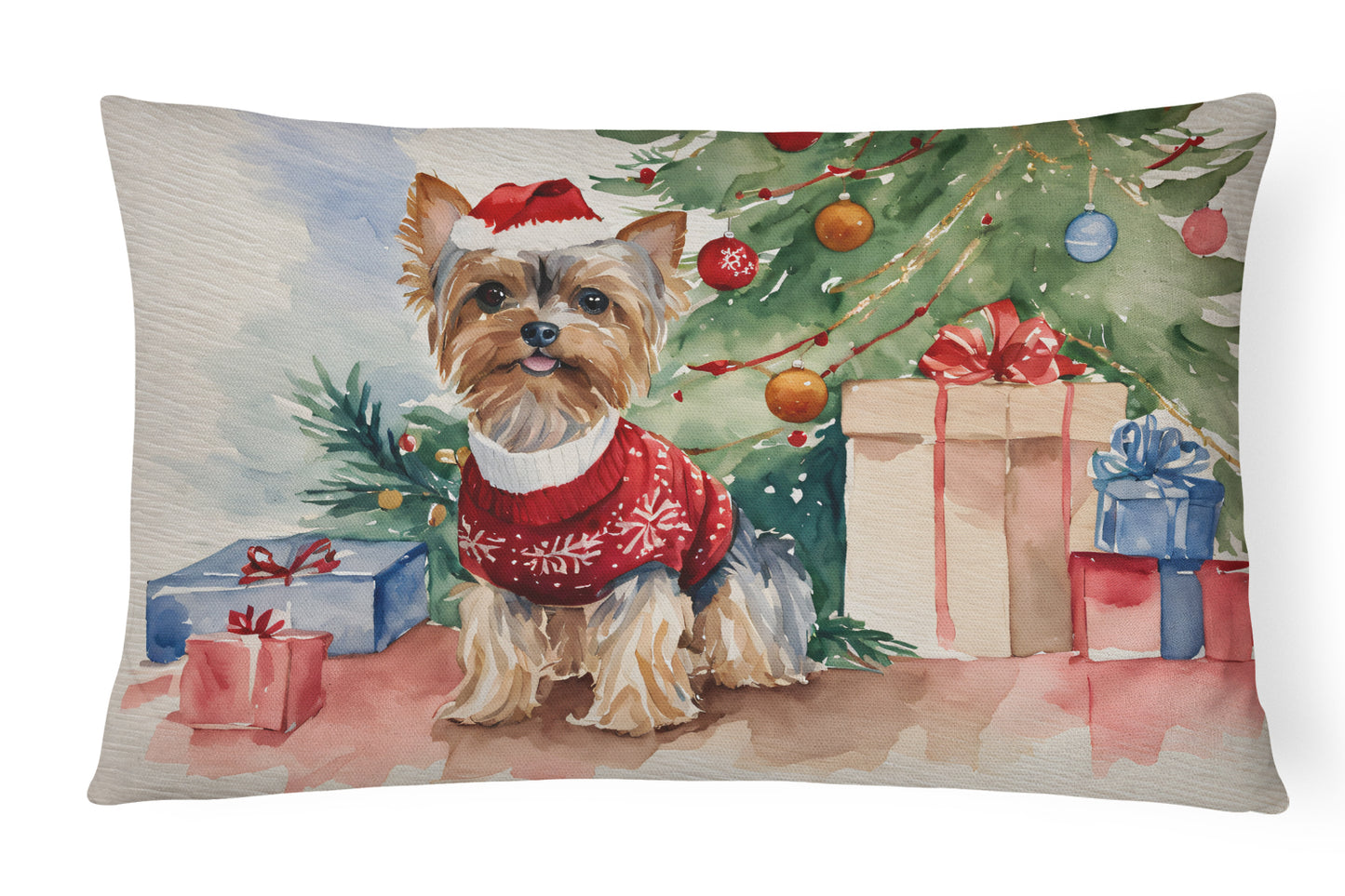 Buy this Yorkie Christmas Throw Pillow