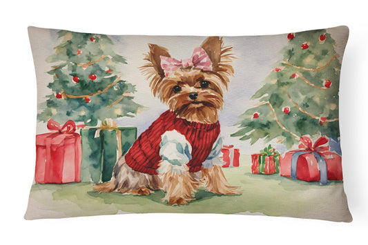 Buy this Yorkie Christmas Throw Pillow