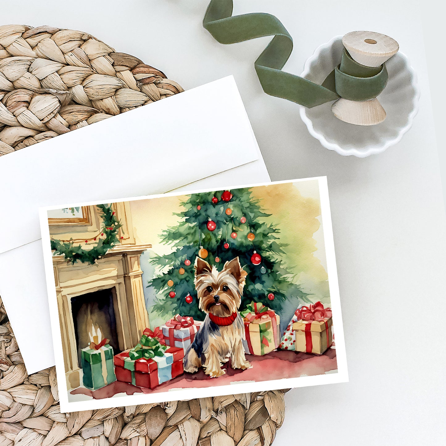 Yorkie Christmas Greeting Cards Pack of 8