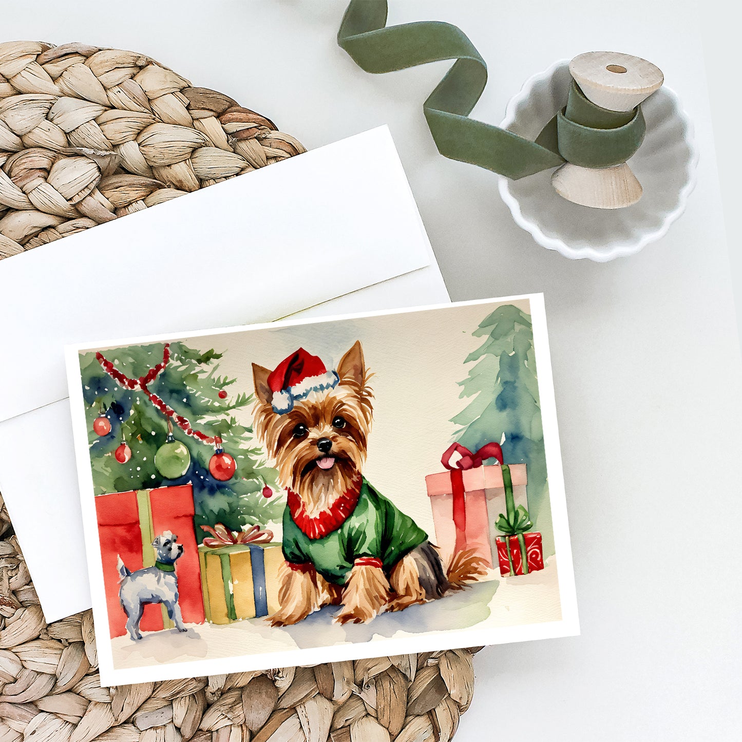 Yorkie Christmas Greeting Cards Pack of 8