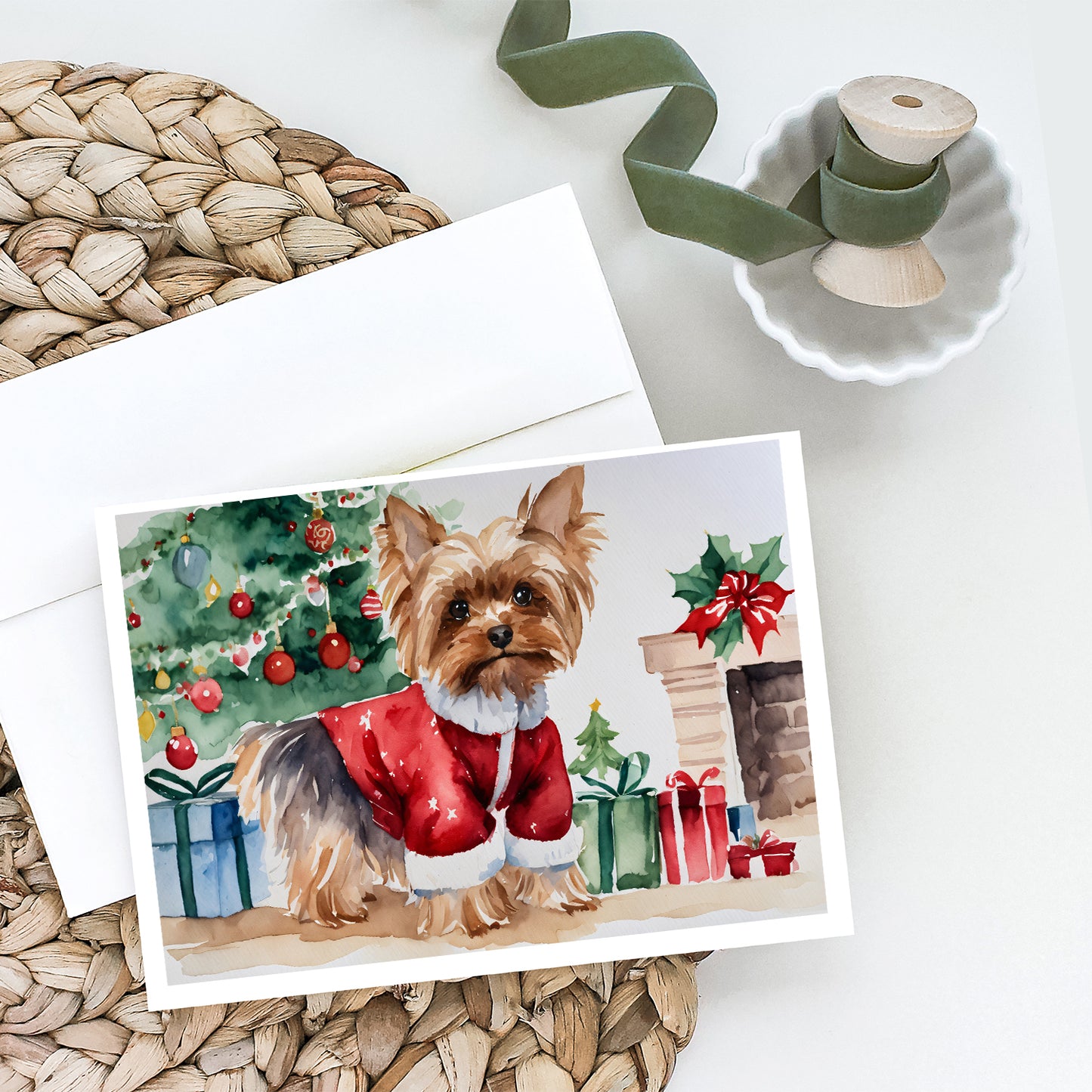 Yorkie Christmas Greeting Cards Pack of 8