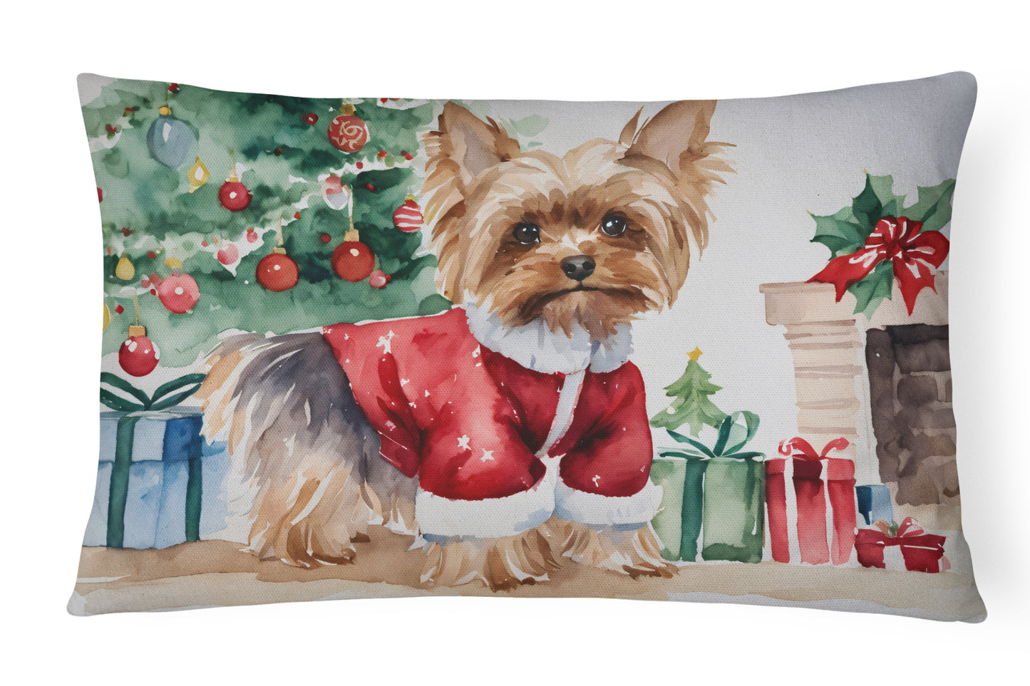 Buy this Yorkie Christmas Throw Pillow