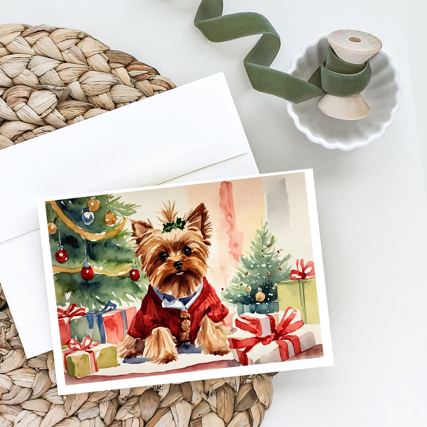 Yorkie Christmas Greeting Cards Pack of 8